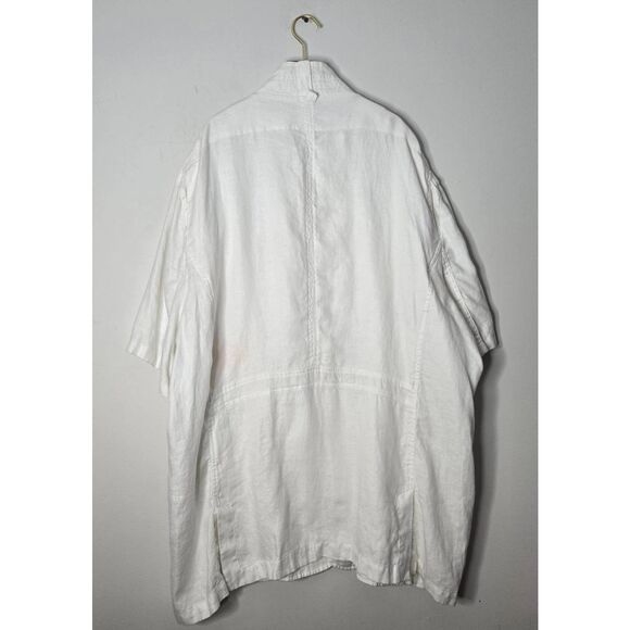 Inserch Men’s Linen Utility Shirt Jacket Size 4XL White Short Sleeve Button Fron - Picture 4 of 6
